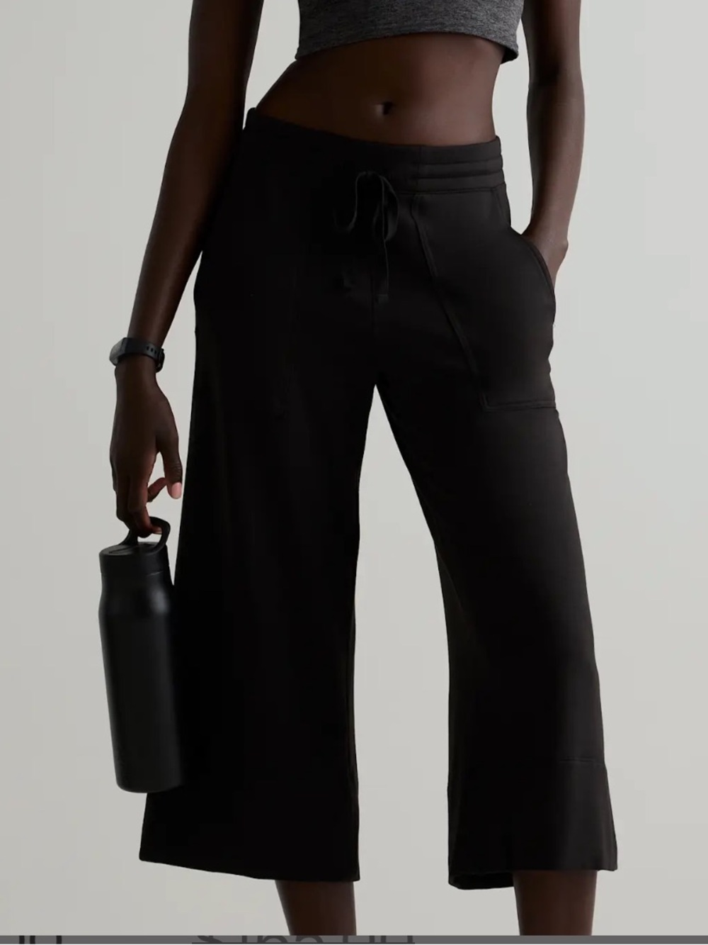 Quince Super Soft Fleece Cropped Wide Leg Pants Size Large